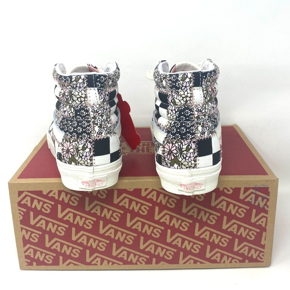Vans Sk8-Hi Shoes Womens Canvas Floral Checkered Black White Skate VN0A32QG9FY - Picture 3 of 10